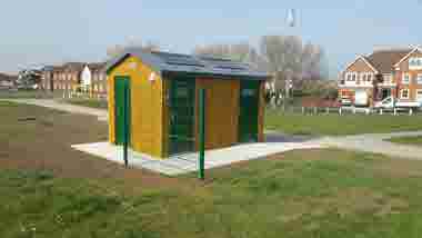 Solar-powered toilet house